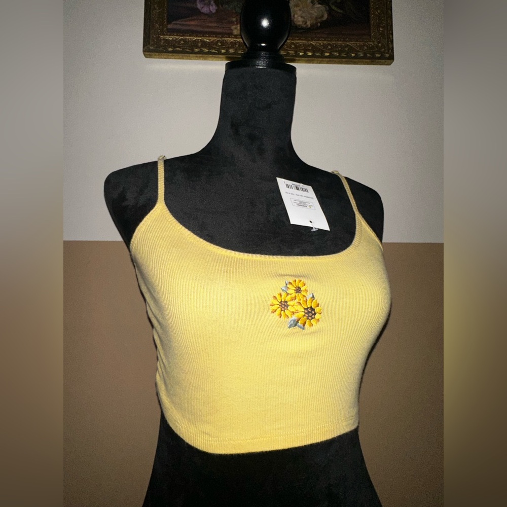 Hollister Yellow Fitted Crop Tank Top